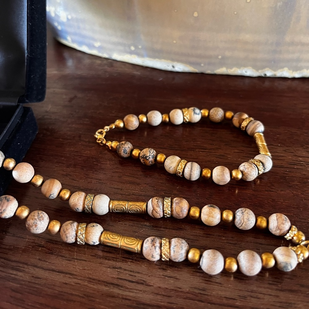 Arque Arte, 24k gold jewelry set; necklace, earrings and bracelet. Exquisite! - Picture 6 of 13